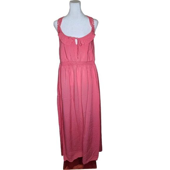 Torrid Crocheted Halter Neck Maxi Flowy Summer Dress Womens Size 0 XL Pink - Picture 1 of 8